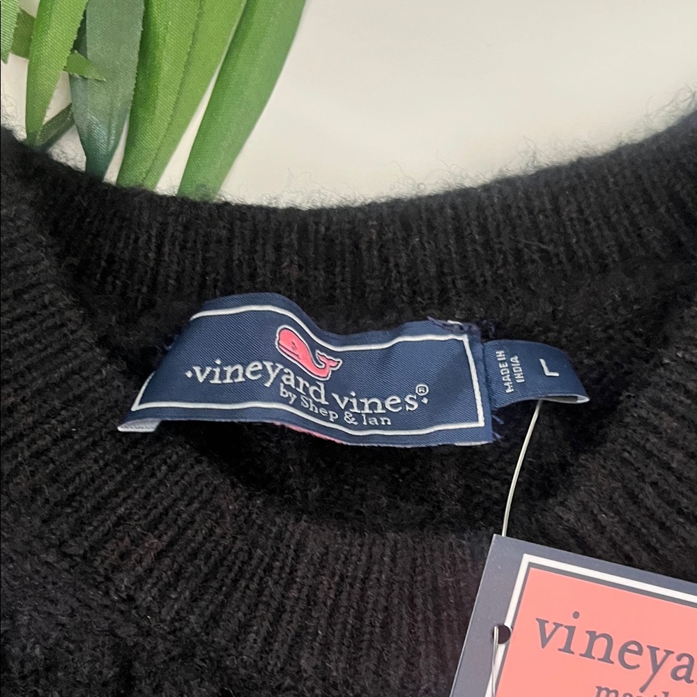 Vineyard Vines Black Cable Knit Crewneck Sweater size large - Picture 3 of 6